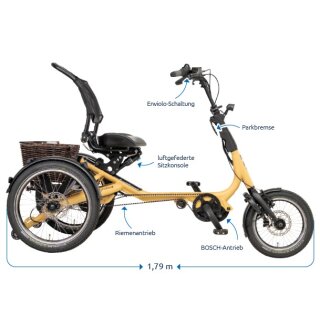 Dreirad für Erwachsene Movi CX von Pfau Tec Pfiff mit Bosch Motor